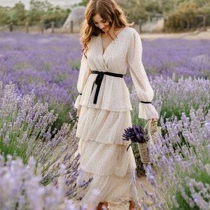 Darla Dotted V-Neck Tiered Dress- never worn- size small AU sizing. New .